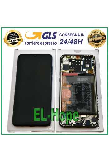 DISPLAY TOUCH LCD ORIGINALE FRAME BATTERIA HUAWEI P30 LITE MAR-LX1A 48 MP BIANCO