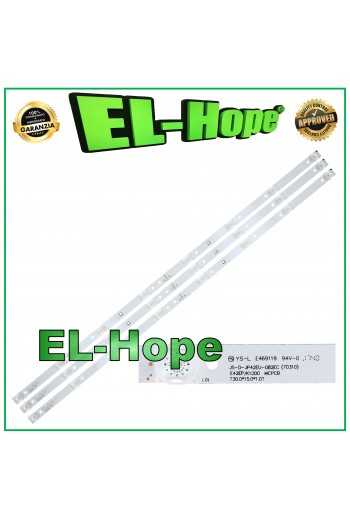 KIT 3 BARRE STRIP LED PER TV 42" AKAI JS-D-JP42EU-082EC YS-L E469119 L730mm 2PIN