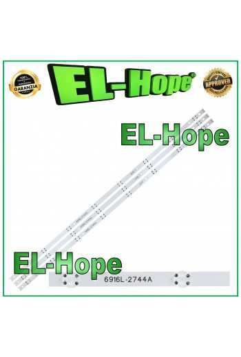 KIT 3 BARRE STRIP 8 LED PER TV 43" LG AGF9046801 6916L-2744A LB232 842 mm