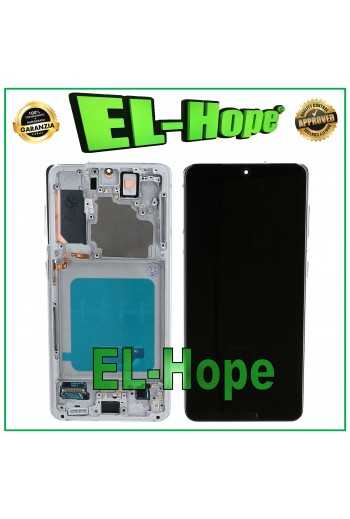 DISPLAY LCD OLED FRAME PER SAMSUNG GALAXY S21 SM-G991 TOUCH SCREEN VETRO BIANCO