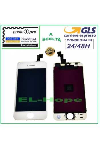 DISPLAY LCD RETINA PER APPLE IPHONE 5S TOUCH SCREEN SCHERMO VETRO BIANCO + FRAME