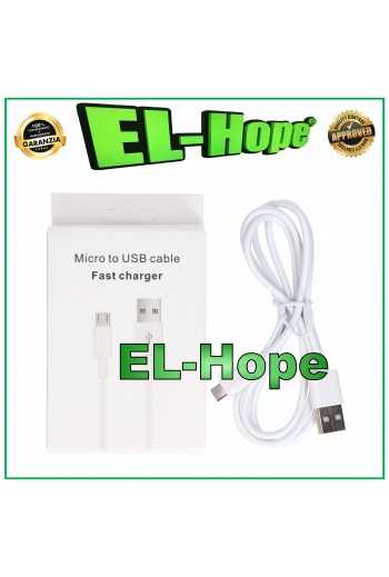 CAVO DATI CAVETTO DI RICARICA CARICA BATTERIA MICRO USB UNIVERSALE BIANCO 1 MT