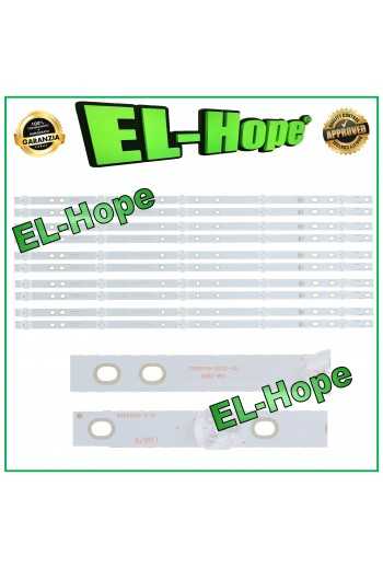 KIT 10 BARRE STRIP 5 LED PER TV 55" AKAI DS55M7B-DS02-V01 DSBJ-WG LB878 L530mm