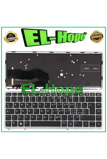TASTIERA ITALIANA RETROILLUMINATA HP ELITEBOOK 750 G1 G2 / 755 G2 FRAME SILVER