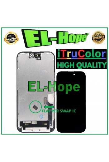 DISPLAY LCD INCELL iTruColor PER APPLE IPHONE 15 TOUCH SCREEN VETRO NERO