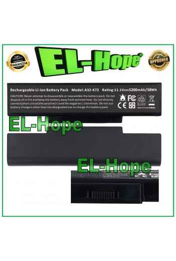 BATTERIA PER PC NOTEBOOK ASUS A32-K72 5200 mAh 11.1 V 58 Wh NERA PARI ORIGINALE