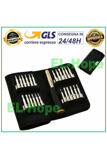 SET 25 PCS CACCIAVITE GIRAVITE TOOL TORX KIT APERTURA IPHONE SMARTPHONE MACBOOK