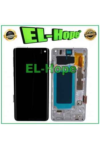 DISPLAY LCD OLED FRAME PER SAMSUNG GALAXY S10 SM-G973F TOUCH SCREEN VETRO BIANCO