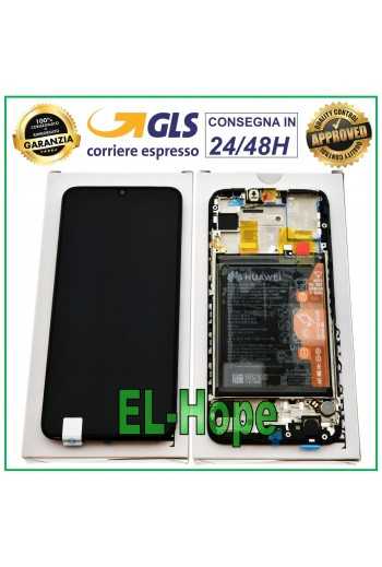 DISPLAY ORIGINALE TOUCH FRAME BATTERIA HUAWEI P SMART 2019 POT-LX1 LX2 AL00 NERO