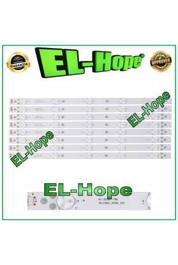 KIT 8 BARRE STRIP 5 LED PER TV 39" TOSHIBA 4C-LB390T-YHB TCL-39L2306C-3030C-8X5