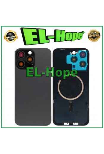 CASE VETRO SCOCCA POSTERIORE COVER MAGSAFE PER IPHONE 15 PRO MAX TITANIO NERO