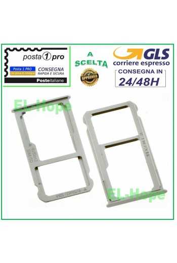 SLOT CARRELLO VANO SCHEDA NANO SIM + MICRO SD PER HUAWEI MATE 8 NXT-L29 SILVER