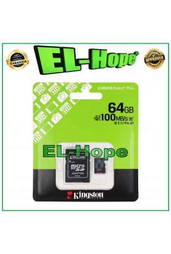 MICRO SD ORIGINALE KINGSTON 64 GB 100 MB/s MEMORY CARD SCHEDA DI MEMORIA ESTERNA
