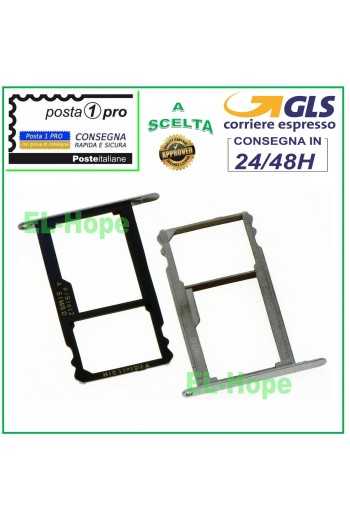 SLOT CARRELLO VANO SCHEDA NANO SIM + MICRO SD PER HUAWEI MATE 7 MT7-TL10 SILVER