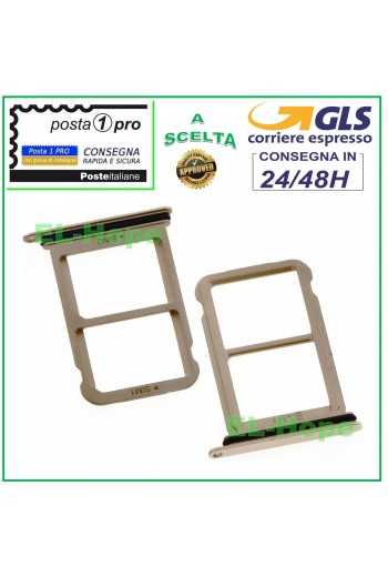 SLOT CARRELLO VANO SCHEDA NANO SIM + MICRO SD PER HUAWEI P20 EML-L09 ORO GOLD