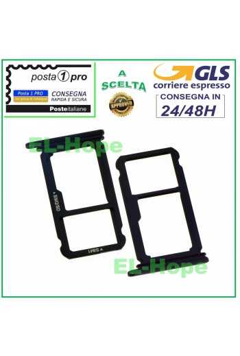 SLOT CARRELLO VANO SCHEDA NANO SIM + LETTORE MICRO SD PER HUAWEI P10+ PLUS NERO