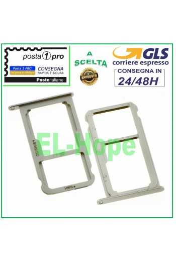 SLOT CARRELLO VANO SCHEDA NANO SIM + MICRO SD HUAWEI P9 EVA-L09 L19 L29 SILVER