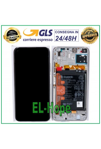 DISPLAY LCD ORIGINALE FRAME + BATTERIA HUAWEI P40 LITE JNY-L21 LX1 TOUCH SILVER