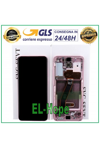 DISPLAY LCD + FRAME ORIGINALE SAMSUNG GALAXY S20 SM-G980 G981 TOUCH SCREEN ROSA