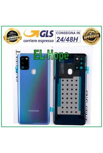 SCOCCA POSTERIORE ORIGINALE SAMSUNG GALAXY A21S SM-A217 BACK COVER VETRO BLU