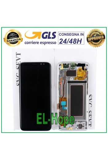 DISPLAY LCD FRAME ORIGINALE SAMSUNG GALAXY S8 SM-G950 G950 F TOUCH SCREEN SILVER