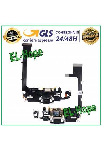 CONNETTORE RICARICA APPLE IPHONE 11 PRO MICROFONO FLAT DOCK CHIP DI CARICA NERO