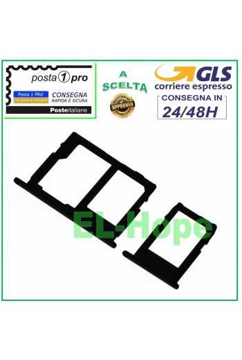 SLOT CARRELLO VANO PORTA NANO SIM + MICRO SD SAMSUNG GALAXY J3 2017 SM J330 NERO