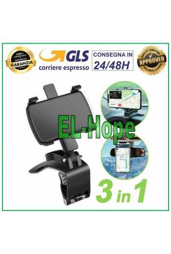 SUPPORTO PER AUTO UNIVERSALE PORTA TELEFONO CELLULARE SMARTPHONE PINZA CRUSCOTTO