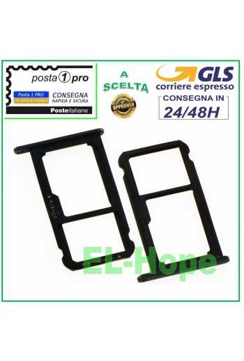 SLOT CARRELLO VANO SCHEDA NANO SIM + MICRO SD HUAWEI P8 LITE 2017 PRA-LX1 NERO