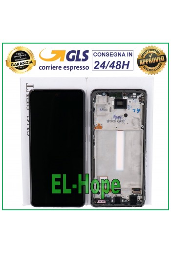 DISPLAY LCD TOUCH ORIGINALE 100% SAMSUNG GALAXY A52 SM A525F A526B FRAME NERO