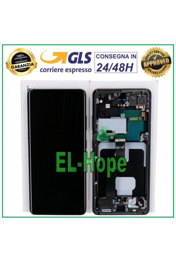 DISPLAY LCD ORIGINALE 100% FRAME SAMSUNG GALAXY S21 ULTRA SM-G998 TOUCH NERO
