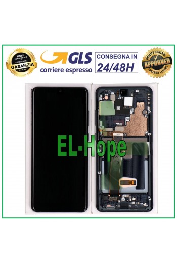 DISPLAY LCD FRAME ORIGINALE SAMSUNG GALAXY S20 ULTRA SM-G988 TOUCH SCREEN NERO