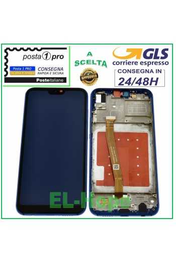 DISPLAY LCD + TOUCH SCREEN PER HUAWEI P20 LITE ANE-LX1 SCHERMO VETRO FRAME BLU