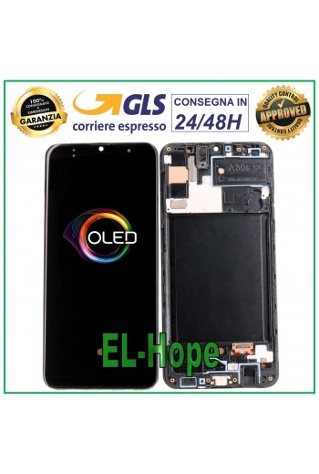 DISPLAY LCD OLED + FRAME PARI ORIGINALE SAMSUNG GALAXY A30S SM A307F TOUCH VETRO