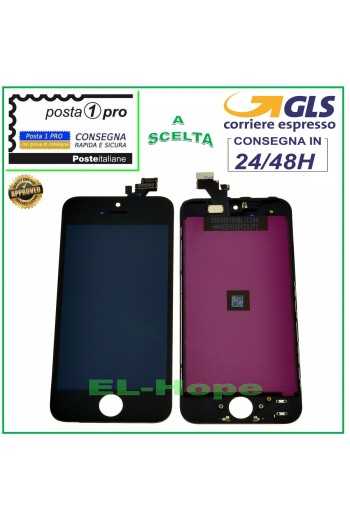 TOUCH SCREEN LCD DISPLAY RETINA PER APPLE IPHONE 5 SCHERMO NERO + FRAME