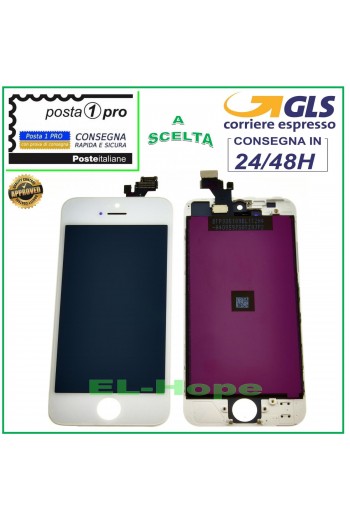 TOUCH SCREEN LCD DISPLAY RETINA PER APPLE IPHONE 5 SCHERMO BIANCO + FRAME
