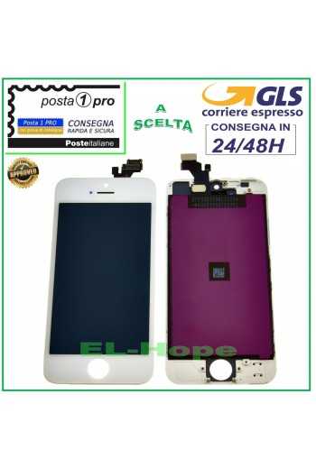 TOUCH SCREEN LCD DISPLAY RETINA PER APPLE IPHONE 5 SCHERMO BIANCO + FRAME