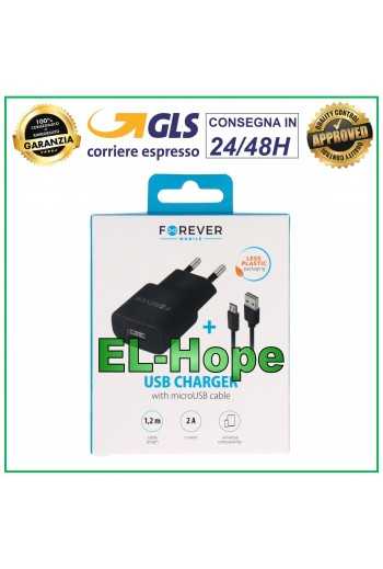 CARICA BATTERIA UNIVERSALE TRAVEL CHARGER 5V 10W + CAVO MICRO USB 1.2 mt NERO