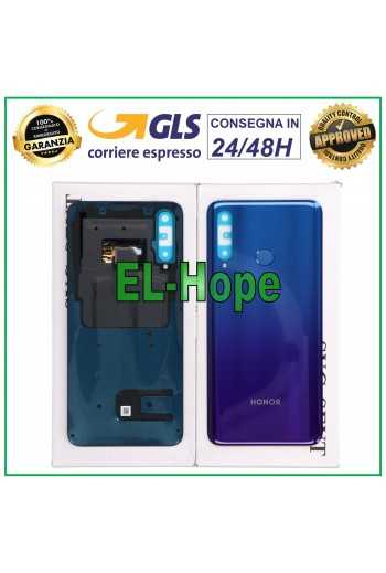 SCOCCA POSTERIORE ORIGINALE HONOR 20 LITE HRY-LX1T L21T VETRO COPRI BATTERIA BLU