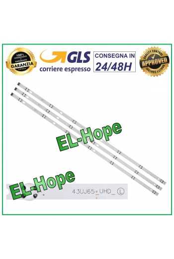 KIT 3 BARRE STRIP 7 LED PER TV 43" LG 43UJ65-UHD-L LC43490086A AGF78860201