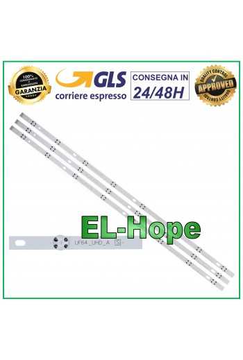 KIT 3 BARRE STRIP 8 LED PER TV LG 43" 43UH610 / 43LJ510 / 43LJ515 / 43UH6