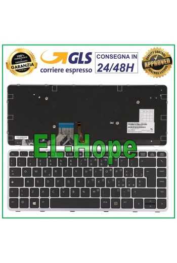 TASTIERA ITALIANA PER HP ELITEBOOK FOLIO 1040 G1 G2 RETROILLUMINATA FRAME SILVER